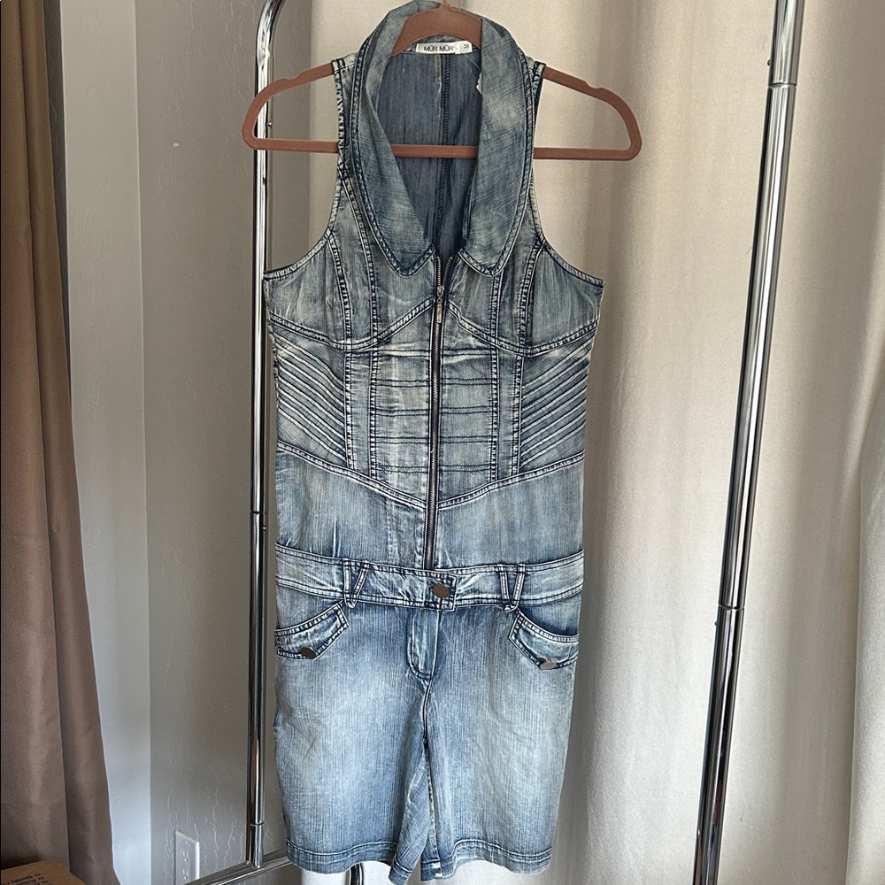 Denim Sleeveless shorts Jumpsuit